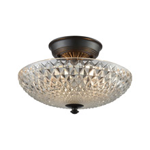 Elk Lighting 16041/2 2-Light Semi Flush in Oil Rubbed Bronze with Clear Crystal Glass