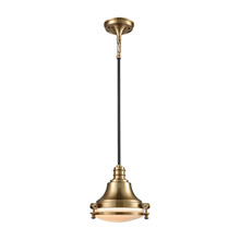 Elk Lighting 16072/1 1-Light Mini Pendant in Oil Rubbed Bronze and Satin Brass with Opal White Glass