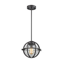 Elk Lighting 16163/1 1-Light Mini Pendant in Oil Rubbed Bronze with Clear Seedy Blown Glass