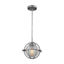 Elk Lighting 16172/1 1-Light Mini Pendant in Weathered Zinc with Clear Ribbed Blown Glass