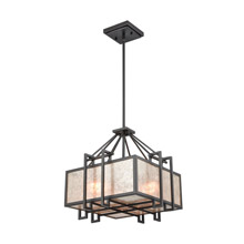 Elk Lighting 16184/3 3-Light Chandelier in Oil Rubbed Bronze with Tan and Clear Mica Shade