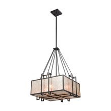 Elk Lighting 16185/4 4-Light Chandelier in Oil Rubbed Bronze with Tan and Clear Mica Shade