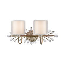 Elk Lighting 16277/2 2-Light Vanity Light in Aged Silver with White Fabric Shade Inside Silver Organza Shade