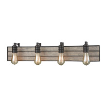 Elk Lighting 16442/4 4-Light Vanity Sconce in Oil Rubbed Bronze with Washed Wood Backplate
