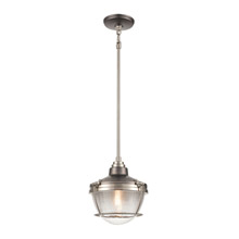 Elk Lighting 16515/1 1-Light Mini Pendant in Black Nickel and Satin Nickel with Clear Ribbed Glass