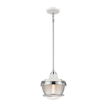 Elk Lighting 16525/1 1-Light Mini Pendant in White and Polished Nickel with Clear Ribbed Glass