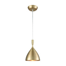 Elk Lighting 17092/1FB 1-Light Mini Pendant in French Brass with Matching Shade