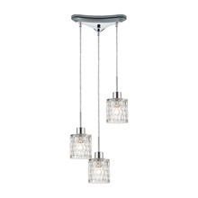 Elk Lighting 17424/3 3-Light Triangular Mini Pendant Fixture in Polished Chrome with Textured Clear Crystal