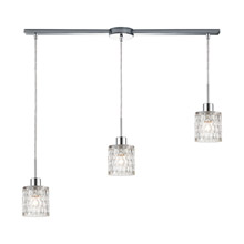 Elk Lighting 17424/3L 3-Light Linear Mini Pendant Fixture in Polished Chrome with Textured Clear Crystal