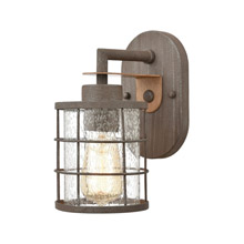 Elk Lighting 18363/1 1-Light Vanity Light in Rusted Coffee and Light Wood with Seedy Glass