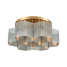 Elk Lighting 21109/7 7-Light Semi Flush Mount in Satin Brass with Perforated Metal