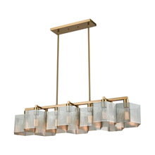 Elk Lighting 21114/10 10-Light Linear Chandelier in Satin Brass with Perforated Metal Shades