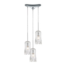 Elk Lighting 21165/3 3-Light Triangular Mini Pendant Fixture in Chrome with Clear Hand-formed Glass
