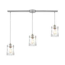 Elk Lighting 21200/3L 3-Light Linear Mini Pendant Fixture in Satin Nickel with Clear Hand-formed Glass