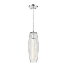 Elk Lighting 21210/1 1-Light Mini Pendant in Polished Chrome with Clear Ribbed Glass