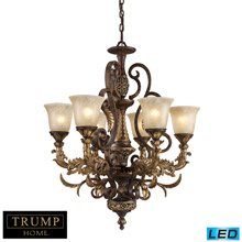 Elk Lighting 2163/6-LED Crystal Regency 6 Light LED Chandelier In Burnt Bronze And Gold Leaf