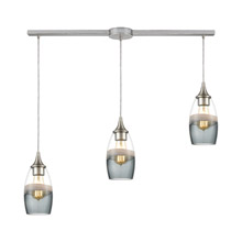 Elk Lighting 25098/3L 3-Light Linear Mini Pendant Fixture with Clear, Grey, and Smoke Seedy Glass