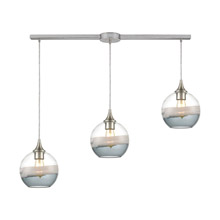 Elk Lighting 25099/3L 3-Light Linear Mini Pendant Fixture with Clear, Grey, and Smoke Seedy Glass
