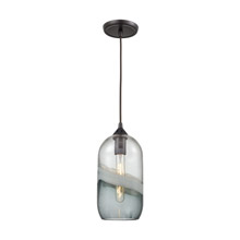 Elk Lighting 25102/1 1-Light Mini Pendant in Oiled Bronze with Clear and Smoke Seedy Glass