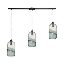 Elk Lighting 25102/3L 3-Light Linear Mini Pendant Fixture in Oiled Bronze with Clear and Smoke Seedy Glass