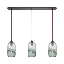 Elk Lighting 25102/3LP 3-Light Linear Mini Pendant Fixture in Oiled Bronze with Clear and Smoke Seedy Glass