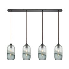 Elk Lighting 25102/4LP 4-Light Linear Pendant Fixture in Oiled Bronze with Clear and Smoke Seedy Glass