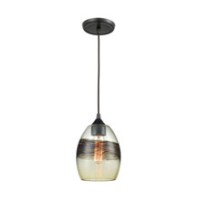 Elk Lighting 25122/1 1-Light Mini Pendant in Oil Rubbed Bronze with Champagne-plated Glass