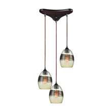 Elk Lighting 25122/3 3-Light Triangular Pendant Fixture in Oil Rubbed Bronze with Champagne-plated Glass