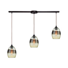 Elk Lighting 25122/3L 3-Light Linear Mini Pendant Fixture in Oil Rubbed Bronze with Champagne-plated Glass