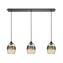 Elk Lighting 25122/3LP 3-Light Linear Mini Pendant Fixture in Oil Rubbed Bronze with Champagne-plated Glass