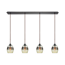 Elk Lighting 25122/4LP 4-Light Linear Pendant Fixture in Oil Rubbed Bronze with Champagne-plated Glass