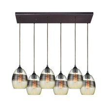 Elk Lighting 25122/6RC 6-Light Rectangular Pendant Fixture in Oil Rubbed Bronze with Champagne-plated Glass