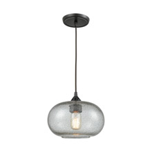 Elk Lighting 25124/1 1-Light Mini Pendant in Oiled Bronze with Rotunde Gray Speckled Blown Glass