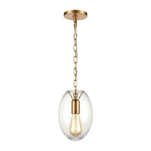 Elk Lighting 30050/1 1-Light Mini Pendant in Satin Brass with Clear Glass