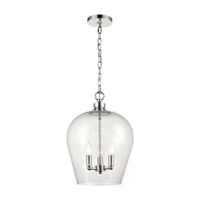 Elk Lighting 30065/3 3-Light Pendant in Polished Chrome with Seedy Glass