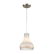 Elk Lighting 30150/1 1-Light Mini Pendant in Satin Nickel with Opal White and Clear Glass