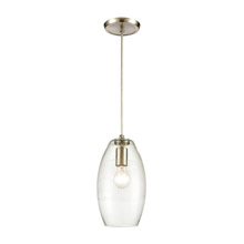 Elk Lighting 30200/1 1-Light Mini Pendant in Satin Nickel with Clear and Lightly Textured Glass