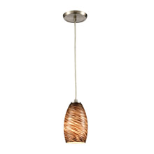 Elk Lighting 30230/1 1-Light Mini Pendant in Satin Nickel with Brown Toned and Gold Speckled Glass