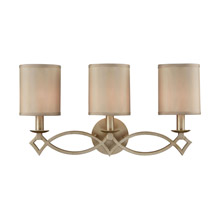 Elk Lighting 31129/3 3-Light Vanity Lamp in Aged Silver with Beige Fabric Half-Shades