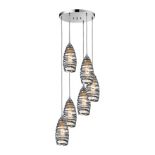 Elk Lighting 31338/6R-VINW 6-Light Round Pendant Fixture in Polished Chrome with Sculpted Glass