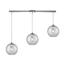 Elk Lighting 31380/3L-CLR 3-Light Linear Mini Pendant Fixture in Chrome with Hammered Clear Glass