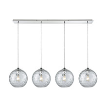 Elk Lighting 31380/4LP-CLR 4-Light Linear Pendant Fixture in Chrome with Hammered Clear Glass