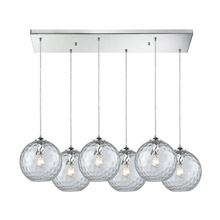 Elk Lighting 31380/6RC-CLR 6-Light Rectangular Pendant Fixture in Chrome with Hammered Clear Glass