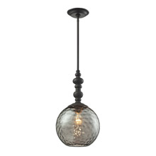 Elk Lighting 31381/1OB Watersphere 1 Light Pendant In Oil Rubbed Bronze And Smoke Glass