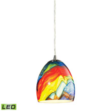 Elk Lighting 31445/1RB-LED Colorwave 1 Light LED Pendant In Satin Nickel And Rainbow Streak Glass
