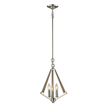 Elk Lighting 31472/3 Madera 3 Light Pendant In Polished Nickel And Natural Wood