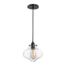 Elk Lighting 31954/1 Kelsey 1 Light Pendant In Oil Rubbed Bronze And Clear Glass