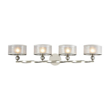 Elk Lighting 32293/4 4-Light Vanity Lamp in Polished Nickel with Silver Organza Drum Shades and Frosted Glass