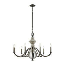 Elk Lighting 32314/9 9-Light Chandelier in Aged Black Nickel with Weathered Birch and Clear Crystal