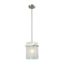 Elk Lighting 32328/1 1-Light Mini Pendant in Satin Nickel with Frosted Glass Inside Textured Glass Panels